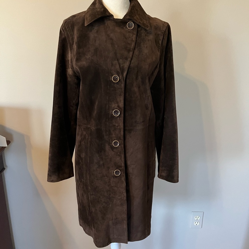 vintage Eddie Bauer suede jacket, knee length